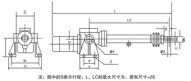 DT型電動(dòng)推桿外形圖及主要參數(shù)